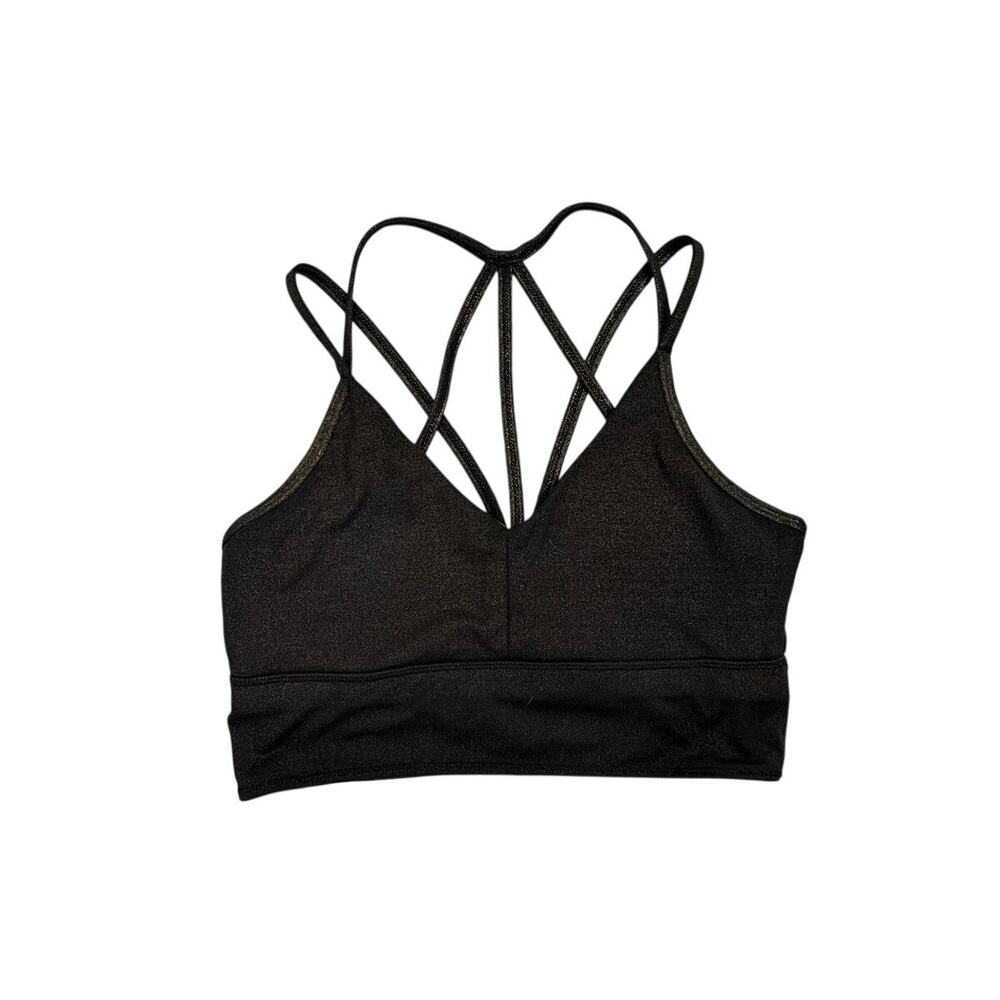 Born Primitive Strappy Racerback Black Gold Medium Impact Sports Bra Medium